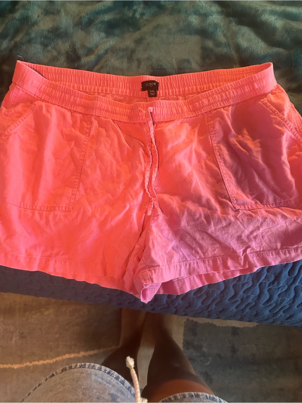 J. Crew Bright Pink Elastic-Waist Drawstring Athletic Shorts